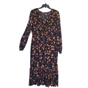 Old Navy Black Floral Long Sleeve Dress Size XXL